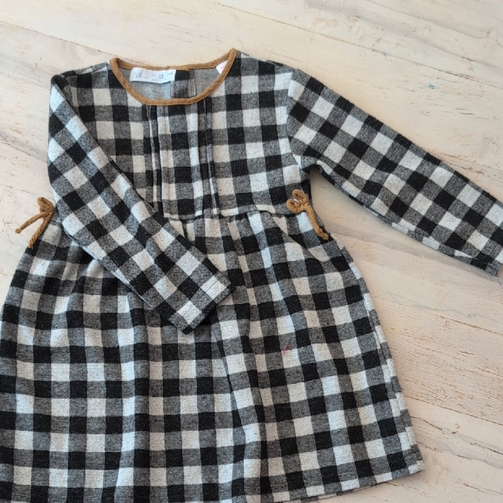 Zara Kids Black and White Checkered Dress